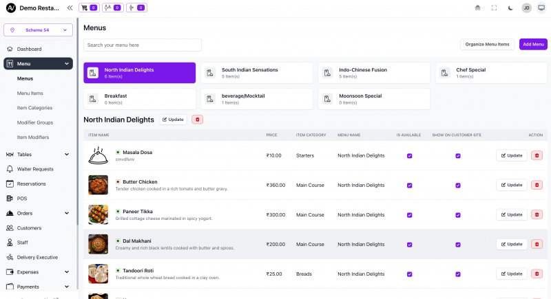 Effortless Menu Management